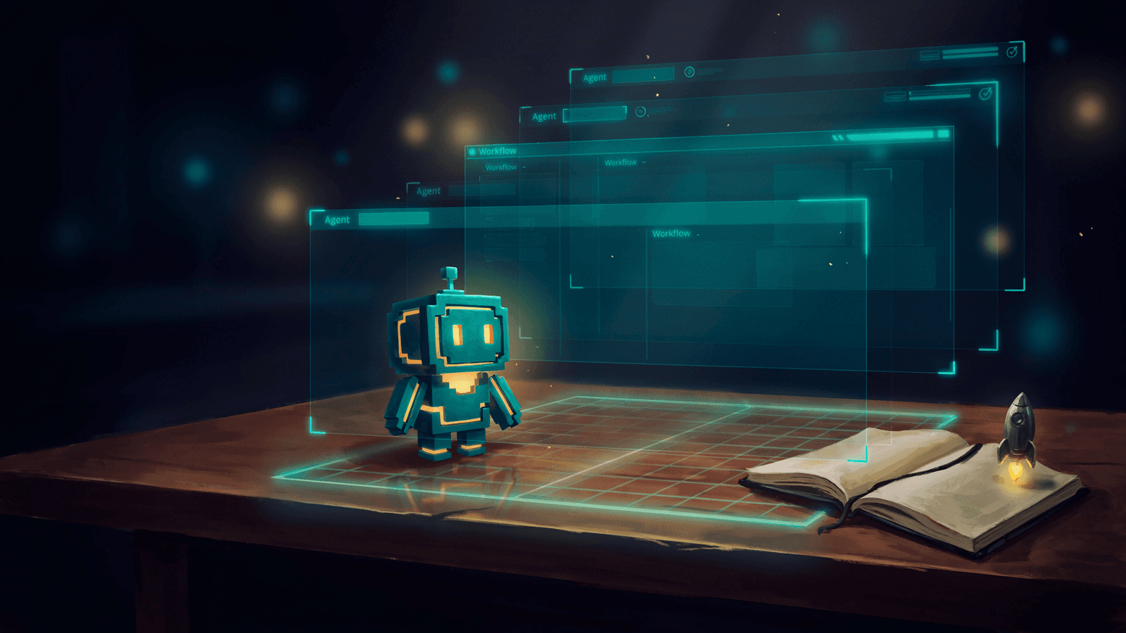 Agent stack layers: canvas, tool registry & production core